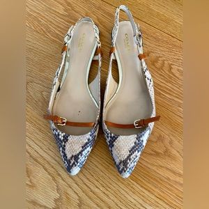 Coach snakeskin sling back flats